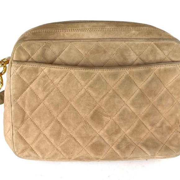 "Chanel Fringe Tassel Camera Bag Quilted Beige Sue - Picture 9 of 11